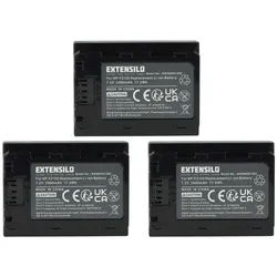 Extensilo Akku Ersatz für Sony NP-FZ100 für Kamera (2400 mAh, 7,2 V, Li-Ion) Kamera-Akku Akku Li-Ion 2400 mAh (7,2 V, 3 St), Leistungsfähige Austausch-Akkus für Digitalkamera, Spiegelreflexkamera schwarz