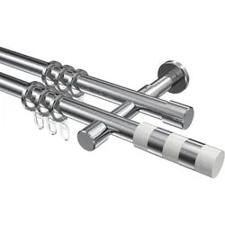 GARDINENSTANGE Prestige Mavell 240 cm (geteilt in 2 x 120 cm), 2-läufig, 20 mm Ø Chrom