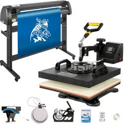5in1 Hitzepresse 38x38cm Doppelanzeige Vevor 1350mm Schneideplotter Signmaster