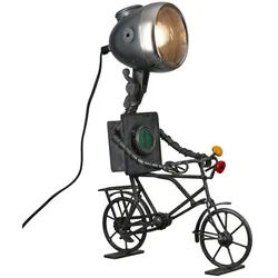 GILDE Tischleuchte CYCLING ROBOT Tischleuchte - grau - Eisen - Höhe 49cm x Breite 15,5cm, Tischlampe - Schreibtischlampe - Nachttischlampe grau