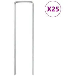 vidaXL Schaukelanker Bodenanker U-Form 25 Stk. 15x3,5 cm Verzinkter Stahl, (25-St) silberfarben