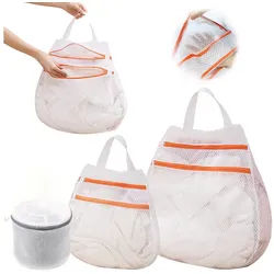 HEYHIPPO Wäschesack 3er Set Wäschesack mit Reißverschluss – doppellagig, für BH, Socken (Set, Wäscheschutzbeutel – Größen S/M/L, doppellagig, für Schonwäsche, weiß), Waschmaschinen-Beutel – wiederverwendbare Netzsäcke für Kleidung weiß