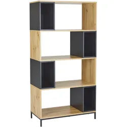 Regal Megy Schwarz/ Eichenfarben MDF