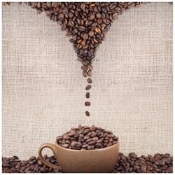 Wallario Memoboard Tasse mit Kaffeebohnen - Kaffeedesign braun 50 cm x 50 cm
