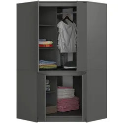 Raumhirsch Furniture Kleiderschrank Moderner Kleiderschrank - Zeitloser Stauraum - Garderobenschrank Robuste Verarbeitung, Maße: 100x180x50 cm, 4 Türen, ABS Kanten grau