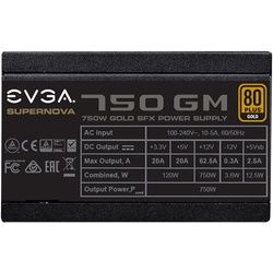 EVGA SuperNOVA 750 GM - Netzteil (intern) - EPS12V / SFX12V - 80 PLUS Gold - Wechselstrom 100-240 V - 750 Watt