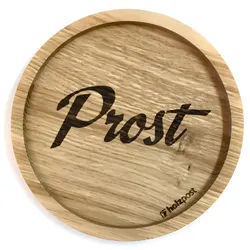holzpost GmbH Getränkeuntersetzer Holz-Untersetzer Eiche mit Gravur – Rustikaler Glasuntersetzer Ø11,2cm, Zubehör für Gläser, Tassen, Becher, Flaschen, Kerzen, Tischdekoration im Landhaus-, Boho- oder modernen Stil, Echtholz - Gefertigt in Deutschland beige