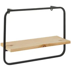 Ambia Home Wandregal , Schwarz , Holz, Metall , Tanne , massiv , 15x30x40 cm , hängend, in verschiedenen Größen erhältlich , Wohnzimmer, Regale, Wandregale