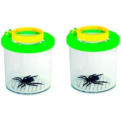 Edu-Toys Becherlupe Lupendose Becherlupe Insektenlupe grün, 2 bis 10 Stück bitte Variante auswählen, 2-tlg., wie für die Varianten notiert, mit Luftlöchern und mm-Skala