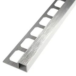 Quadratprofil / Ecken Aluminium gebürstet silber hochglanzeloxiert | Fliesenprofil 2,50 m Länge - 12,5 mm