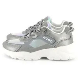 HUGO für Mädchen. G00307 Schillernde graue Turnschuhe (27), Wohnung, Schnürsenkel, Lässig, Kinderbekleidung