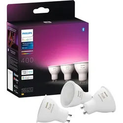Philips Hue LED-Leuchtmittel White and Color Ambiance 400lm, GU10, 3 St., Farbwechsler weiß