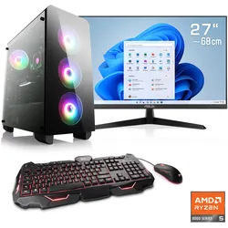 CSL Gaming-PC-Komplettsystem "Theseus V24654", Energieeffizienz: D (A-G), schwarz, Microsoft Windows 11 Home (64 Bit), 16 GB RAM 500 GB SSD, Computer_Komplettsysteme