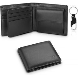 TEEHON Geldbörse Herrengeldbörse aus reinem schwarzen Leder, Brieftasche aus Echtleder schwarz