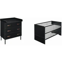 Schardt Babyzimmer , Schwarz , Holz, Holzwerkstoff , Buche , massiv , 3 Schubladen , DIN EN ISO 14001 , zum Juniorbett umbaubar, Aufbauanleitung im Karton, Lattenrost inklusive, Schlupfsprossen , Babymöbel & Kindermöbel, Babyzimmer, Babyzimmer-Serien