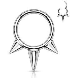 Order & Smile Schmuck Nasenpiercing Septum Clicker Piercing Titan Spikes, pflegeleicht silberfarben