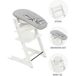 Stokke Hochstuhl-Set , Weiß , Holz , Buche , 87x65x46 cm , Fußstütze verstellbar, Sitzfläche verstellbar, Bezug abnehmbar, Bezug waschbar , Babymöbel & Kindermöbel, Babyzimmer, Hochstühle