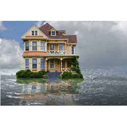 Papermoon Fototapete VLIES-Tapete Premium "Haus im Wasser", Kleister KOSTENLOS, reduziert, 3D-Effekt, restlos trocken abziehbar, (3062), Wandtapete Bild Dekoration Wand-Dekor Motiv Tapete Poster 1.5 m x 1.11 m