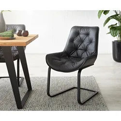 Freischwinger Taimi-Flex Echt-Leder Schwarz Freischwinger flach Schwarz