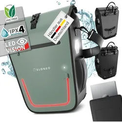 Eloneo Fahrradtasche Gepäckträgertasche, Satteltasche mit Reflektorstreifen wasserdicht LED 1 St