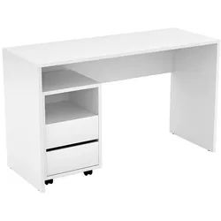 Masseno Schreibtisch Amato 130x50x75 cm Bürotisch Computertisch, Weiß , Holzwerkstoff , 2 Schubladen , Rechteckig , 130x75x50 cm , Büromöbel, Schreibtische, Schreibtische