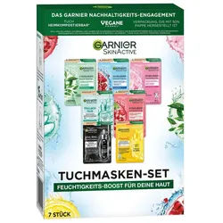 GARNIER Tuchmaske Garnier SkinActive Tuchmasken-Set Set, 7-tlg., vielseitige Pflege durch sieben verschiedene Tuchmasken weiß