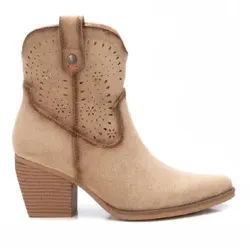 Refresh für Damen. 17251802-BEIGE Lederstiefelette 172518 beige (39), 5 bis 8 cm, Reißverschluss, Lässig