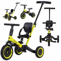 COIL Dreirad Lauflernrad, Kinderlaufrad, Dreirad/Laufrad, Balance Bike, 6in1, Sattel aus Ökoleder, ab 12 Monaten, Gummiräder, Höhenverstellung grün