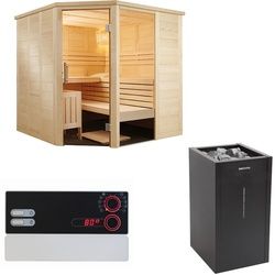 Sentiotec Sauna Komplettset Alaska Corner | Home Premium Combi | 5 Pers.