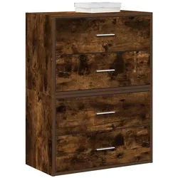 vidaXL Kommode NA Kommode Schränke mit 2 Schubladen 2 Stk Räuchereiche 60x31x40 cm braun