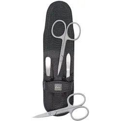 ERBE Maniküre-Etui ERBE Maniküre Set Steck-Etui Serie "Piemont", schwarz, 4-tlg., Inox, Echtleder, rostfreie Instrumente, Hergestellt in Solingen/Deutschland schwarz