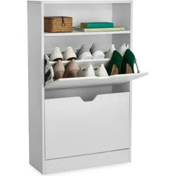 tectake® Schuhschrank, für 12 Paar Schuhe, zuverlässiger Kippschutz, 60 x 24 x 102 cm