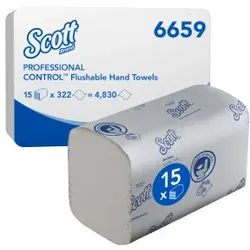 SCOTT® ControlTM Handtuchpapier, 1-lagig, 21 x 21,5 cm, Weiße Papierhandtücher mit Interfold-Falzung, 1 Karton = 15 Packungen à 322 Tücher = 4830 Tücher