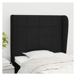 vidaXL Bett, Kopfteil mit Ohren Schwarz 103x23x118/128 cm Stoff