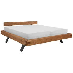 Valnatura Balkenbett , Eichefarben , Holz , Wildeiche , massiv , 160x220 cm , in verschiedenen Größen erhältlich , Schlafzimmer, Betten, Einzel- & Doppelbetten