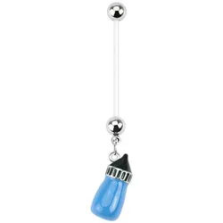 Order & Smile Schmuck Bauchnabelpiercing Schwangerschaft Piercing: PTFE Bauchnabelpiercing für Schwangere blau