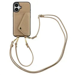 iPhone Hülle - Kunstleder - Selencia Hard Case/Hülle mit Band/Backcover - Handyhülle Beige