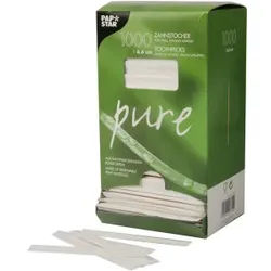 Papstar Pure Zahnstocher, Rund, aus Holz, einzeln gehüllt, 1 Packung = 1000 Stück, Länge: 6,6 cm