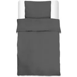 Bettwäsche Julie 135/200 cm + Kissenbezug 80/80 cm Anthrazit Renforcé , Textil , 135x200 cm , Heimtextilien, Bettwäsche & Leintücher, Bettwäsche