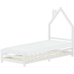 Ml-Design Kinderbett Haus 90x200 cm mit Matratze Weiß Kiefernholz , Holz , 90x200 cm , Babymöbel & Kindermöbel, Kinderzimmer & Jugendzimmer, Kinderbetten, Spielbetten