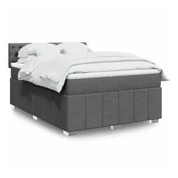 vidaXL Boxspringbett, Boxspringbett mit Matratze Dunkelgrau 140x200 cm Stoff