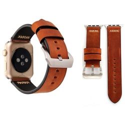 Wigento Smartwatch-Armband Echt-Leder Armband für Apple Watch Serie 1 / 2 / 3 42 mm Coffee