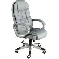Angel Cerda Chefsessel Bürodrehstuhl aus grauem Kunstleder 64/72/113 cm , Grau , Leder , Uni , Freiform , 64x113x72 cm , Büromöbel, Bürostühle, Chefsessel