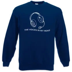 Urban Backwoods Sweatshirt The Voices In My Head Sweatshirt Music DJ MC Punk Musik Rock Kopfhörer (1-tlg) CB Funker Radio Operator blau 3XL