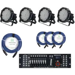 Showlite FLP-144W Scheinwerfer 4 x Set inkl. Showlite Master Pro USB & Kabel