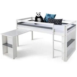 Homestyle4u Hochbett 90/200 cm in weiß mit Schreibtisch , Weiß , Holz , Babymöbel & Kindermöbel, Kinderzimmer & Jugendzimmer, Kinderbetten, Hochbetten