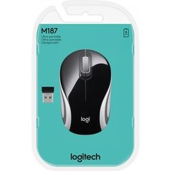 Logitech Maus M187, Ultra Portable, Wireless, schwarz Optisch, 1000 dpi, 3 Tasten, Retail
