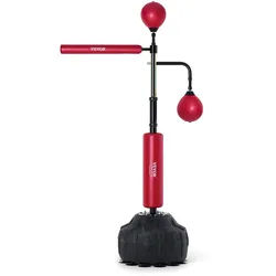 VEVOR Box-Speed-Trainer, Boxsack mit Ständer, Reflex-Boxsack für Jugendliche & Erwachsene, Höhenverstellbares Freistehendes Schlagsack-Set mit Handschuhen, Workout-Speed-Bag für Training Rot