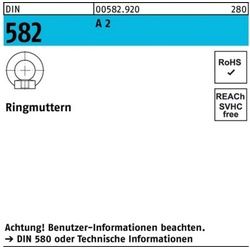 Reyher Ringmutter 100er Pack Ringmutter DIN 582 M6 A 2 1 Stück DIN 582 A 2 Ringmuttern