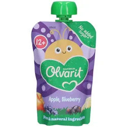 Olvarit | Trinkflasche Obst | Baby Ab 12 Monate | Apfel Banane Schwarze Johannisbeere Heidelbeere